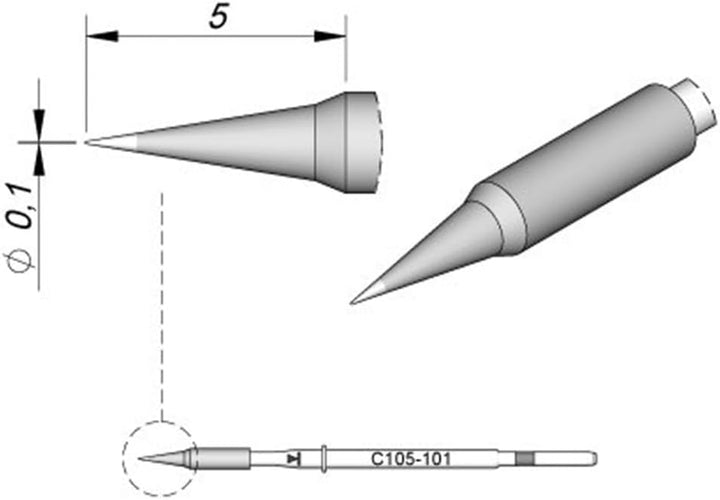 JBC Tools C115101 Lötspitze Rundform, gerade Spitzen-Grösse 0.1mm Inhalt 1St.