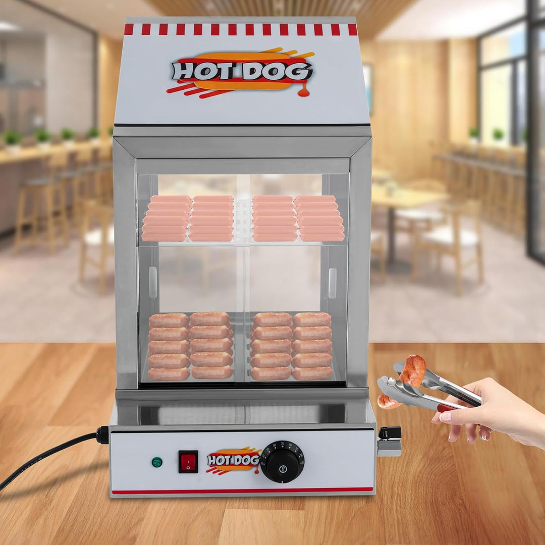 40 l elektrischer Hotdog-Wärmer, Edelstahl-Hotdog-Maker, elektrischer Hotdog-Wärmer, Hotdog- und Wür
