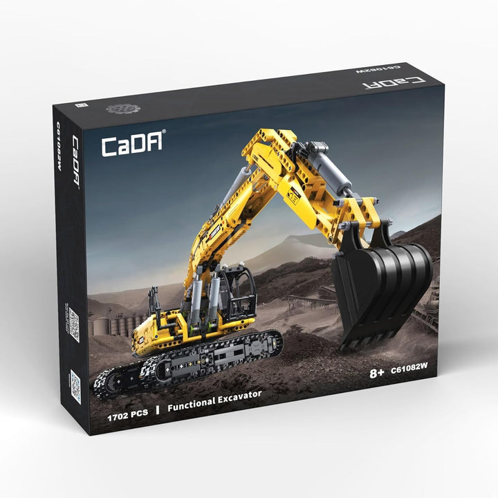 Cada C61082W Blöcke Funktionaler Baubagger 1702 EL., Schwarz, Gelb