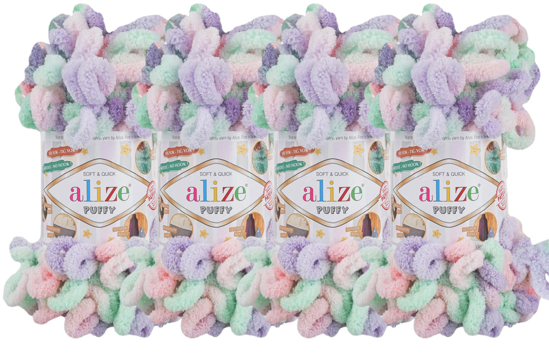 Alize Puffy Color Babydeckengarn, 400 g, 100 % Mikropolyester, weiches Garn, Handstrickgarn (5938) W