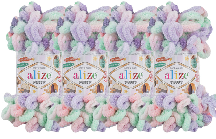 Alize Puffy Color Babydeckengarn, 400 g, 100 % Mikropolyester, weiches Garn, Handstrickgarn (5938) W