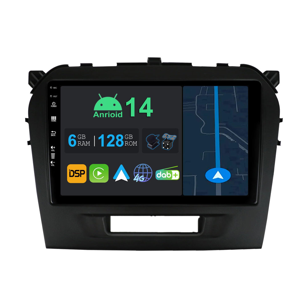 9 Zoll Android 14 Autoradio mit Navi Für Suzuki Vitara 2014-2020 | Octa Core | 6GB 128GB | Eingebaut