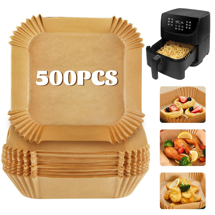 STARVAST 500 Stück Backpapier für Heissluftfritteuse, 20-24CM Eckig Airfryer Backpapier Einweg Papie