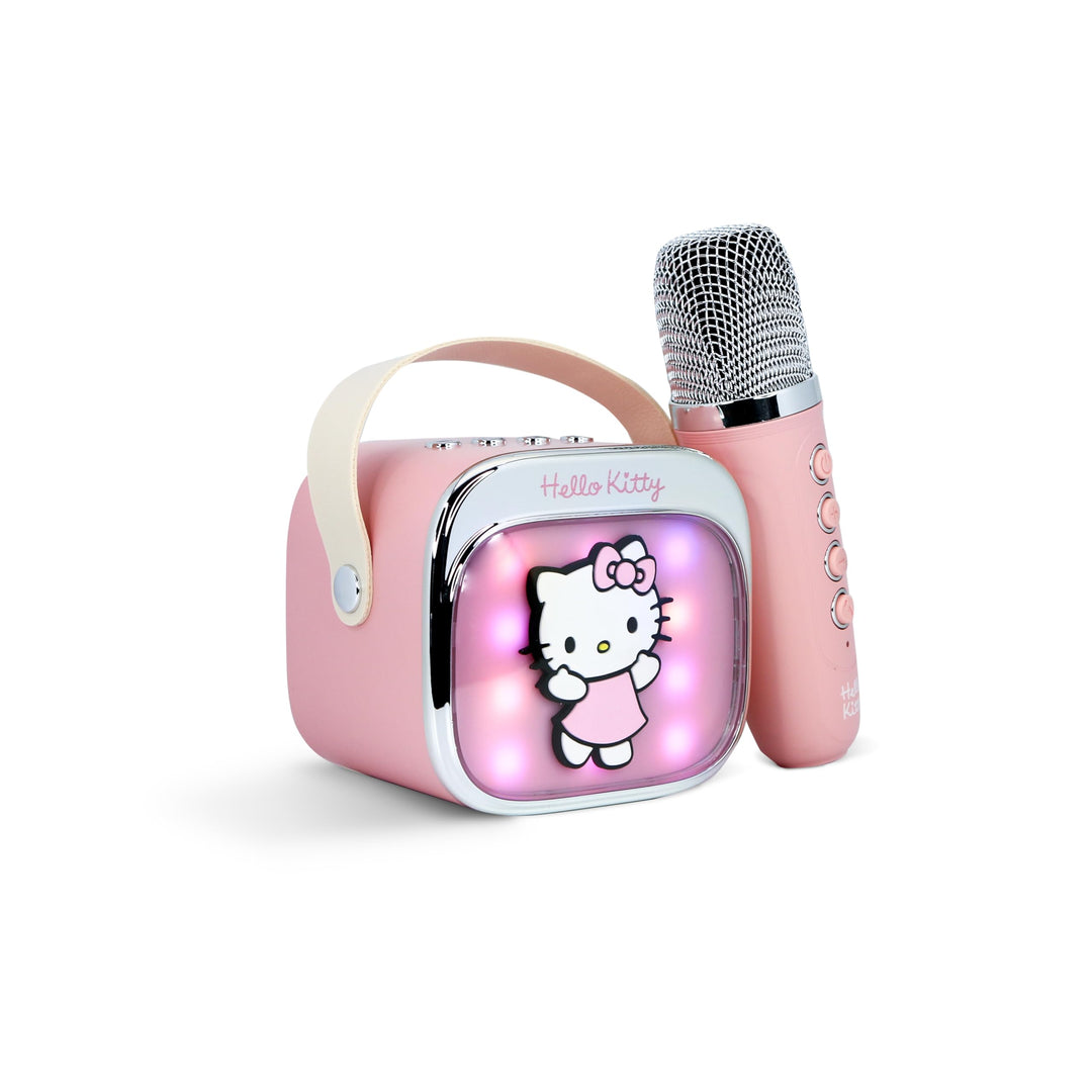 Hello Kitty Mini LED Wireless Karaoke Lautsprecher mit Bluetooth Mikrofon Pink Farbwechsel Lichter
