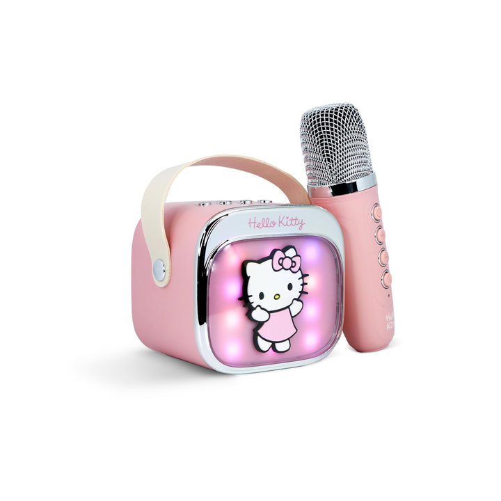 Hello Kitty Mini LED Wireless Karaoke Lautsprecher mit Bluetooth Mikrofon Pink Farbwechsel Lichter