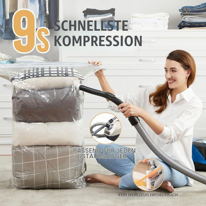 TAILI Würfel Vakuumbeutel für Kleidung, Jumbo 8 Pack (80x100x38 cm), Extra grosse Vakuum Kleiderbeut