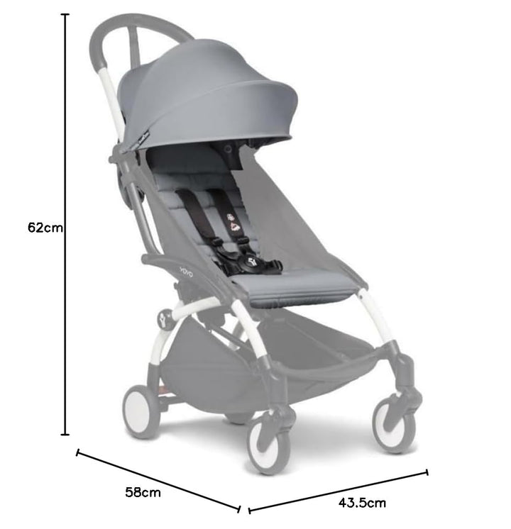 BABYZEN YOYO 6+ Textilset, Stone - Nur Textilset: Sitzpolster, farbgleichen Verdecken und Reissversc