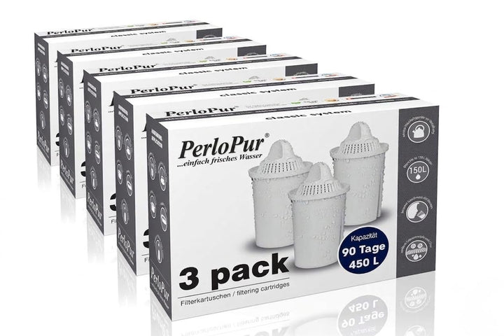 PearlCo - classic Pack 15 Filterkartuschen - passt in Brita Classic Standard Kartusche 3 Stück (5er