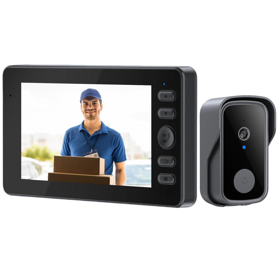 Video Türklingel mit Kamera, Drahtlose Türklingel mit 4,3 Zoll Bildschirm, Bluetooth Verbindung, 400