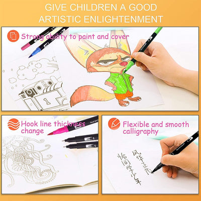 Laconile Marker & Filzstifte 120 Colours Pinselstifte,Dual Tip Brush Pen set Handlettering Stifte Fi