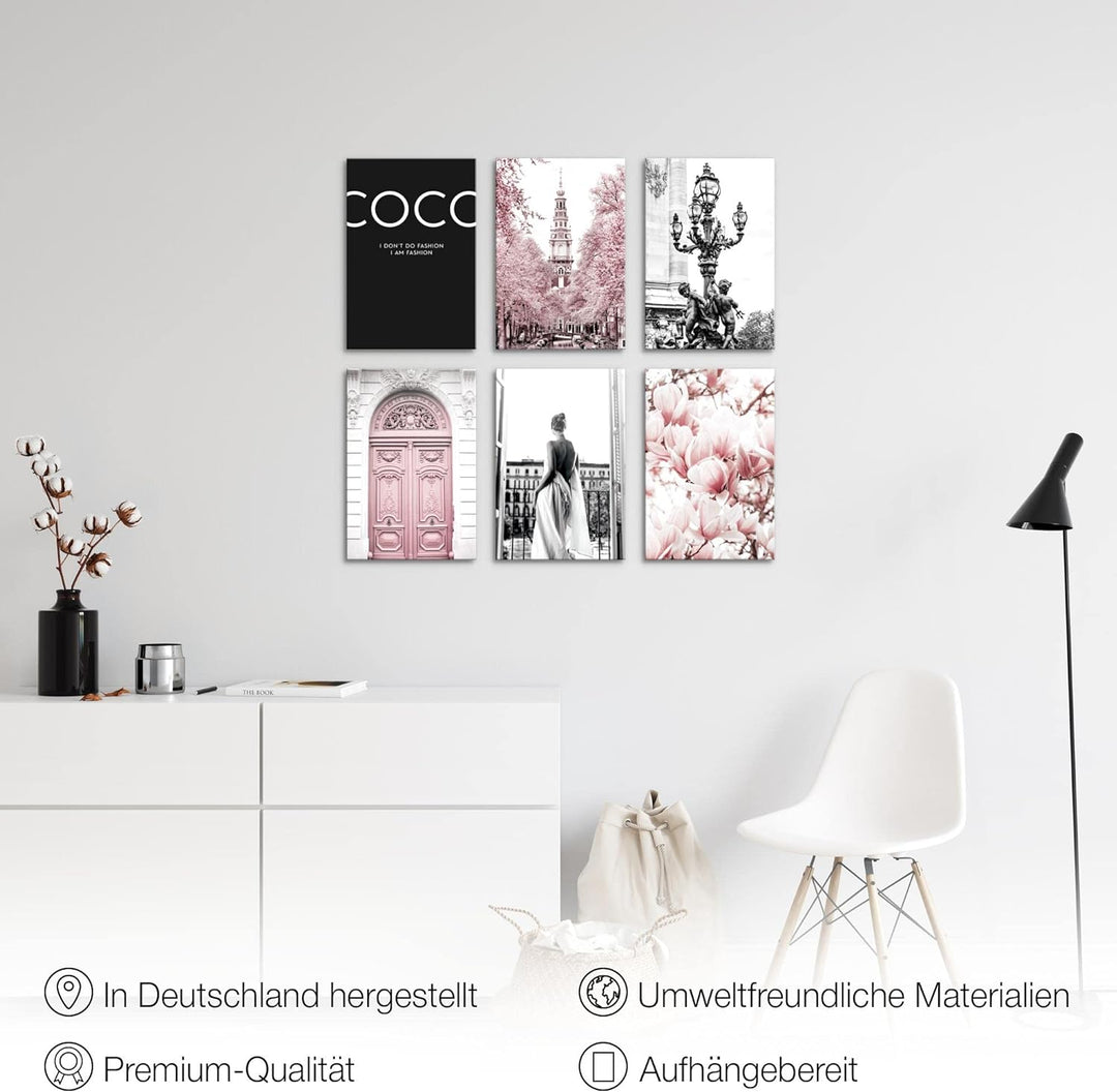 Novart Wandbilder Set - KOMPLETT AUFHÄNGFERTIG - Made in Germany - Moderne Bilder Fashion Wohnzimmer