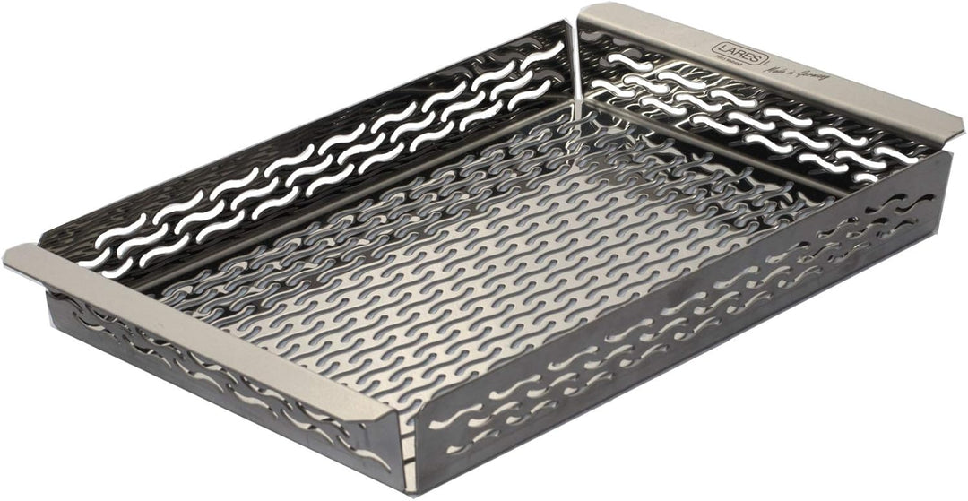 Lares Grillschale aus Rostfreiem Edelstahl - Masse: 30 x 20 x 3,5cm - Massive Ausführung, Wiederverw
