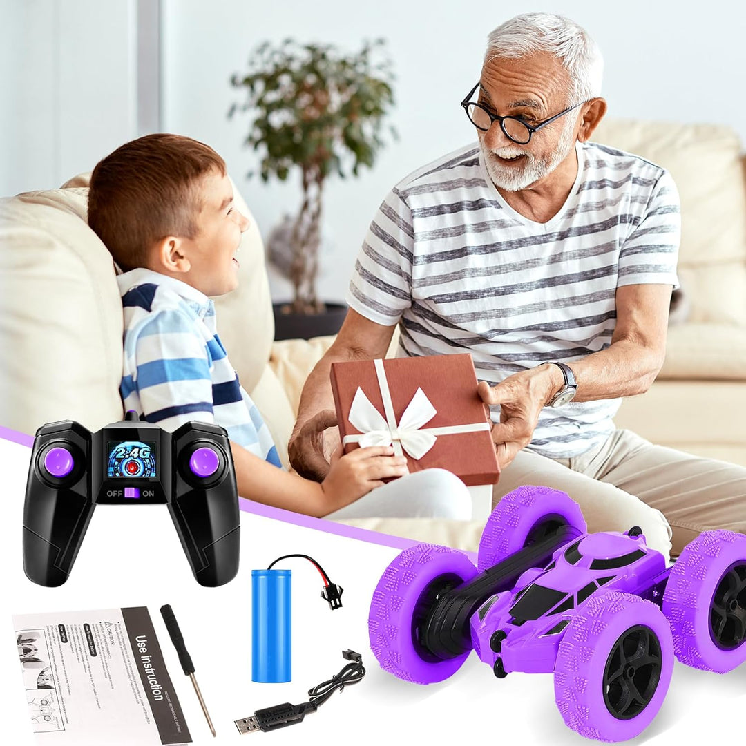 MidiVix Ferngesteuertes Auto, 90 Min Spielzeit, 2.4Ghz Doppelseitig 360° drehbare RC Stunt Crawler m