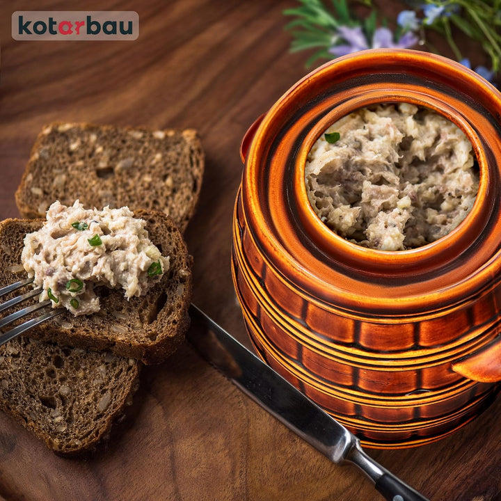 KOTARBAU® Gärtopf Steinguttopf 3,2 L Sauerkrauttopf Gurkentopf mit Deckel Einmachtopf Keramiktopf St