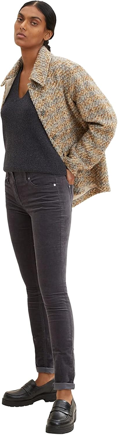TOM TAILOR Damen Alexa Slim Samthose 34W / 32L 15417 - Evident Anthracite, 34W / 32L 15417 - Evident