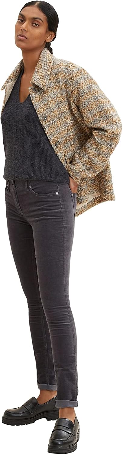 TOM TAILOR Damen Alexa Slim Samthose 32W / 32L 15417 - Evident Anthracite, 32W / 32L 15417 - Evident
