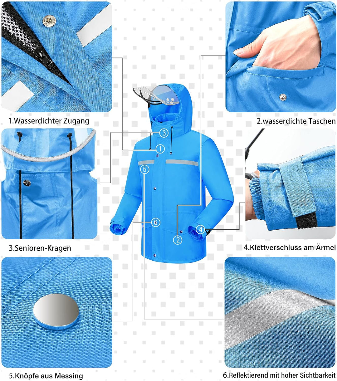 Coutyuyi Herren &amp; Damen Regenanzug Reflektierender 100% Wasserdichter Anzug Outdoor Regenmantel Wind