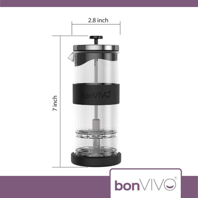 bonVIVO FOMO, Milchaufschäumer Manuell Betrieben, Milchaufschäumer Glas Und Edelstahl, Hand Milchsch