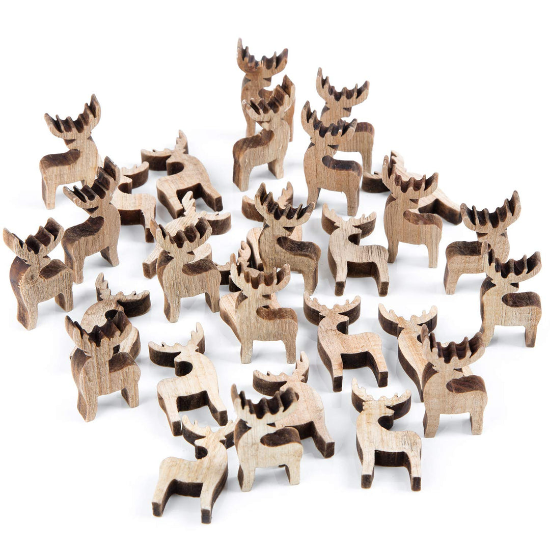 Mini Rentier Streudeko, 32er Set: Kleine Weihnachtsfiguren, Deko Figuren Weihnachten & Advent Deko,