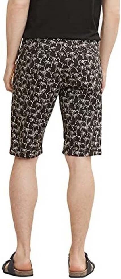 TOM TAILOR Herren Regular Slim Chino Bermuda Shorts 33 29706 - Black Big Palm Design, 33 29706 - Bla