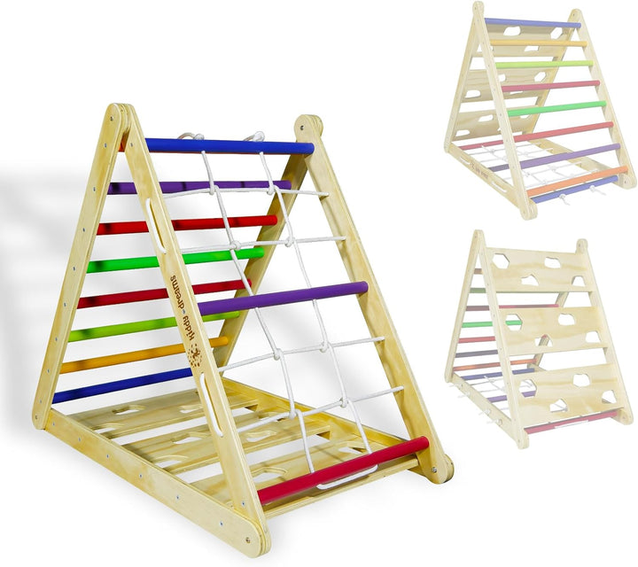 CCLIFE Kletterdreieck ab 1 Jahr Klettergerüst Indoor Montessori Pikler Dreieck mit Kletterseil, Holz