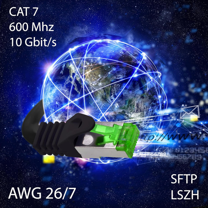 Cat7 Netzwerkkabel 5m - 10-Farben - 10 Stück - Cat 7 Ethernetkabel Lankabel Lan 10Gbits Patchkabel R