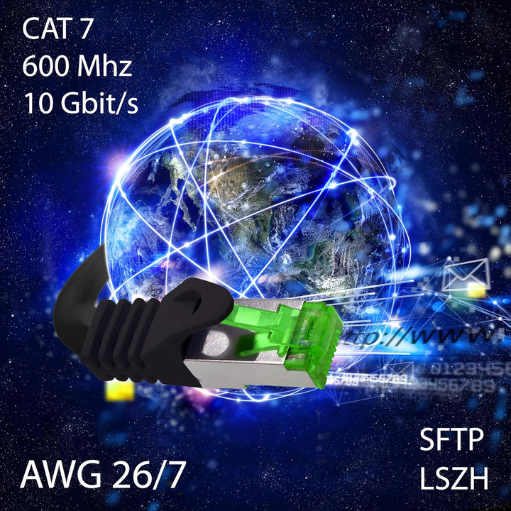 Cat7 Netzwerkkabel 7,5m - Gelb - 10 Stück - Cat 7 Ethernetkabel Lankabel Lan 10Gbits Patchkabel Rj45