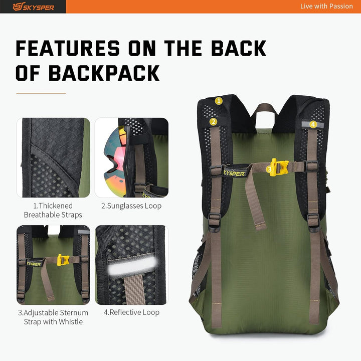 SKYSPER ISHELL 30 Faltbarer Rucksack 30L Ultra-leicht Tagesrucksack Verstaubar Daypack Wasserfest Wa