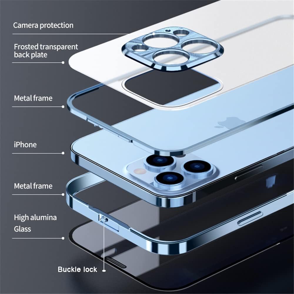CeeEee iPhone 14 Plus Hülle Original Case Stossfänger Metall Schutzhülle mit Sperren Schnalle 360 Gr