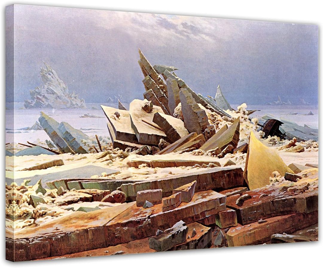 Bilderdepot24 Bild auf Leinwand | Caspar David Friedrich Das Eismeer in 80x60 cm als Wandbild | Wand