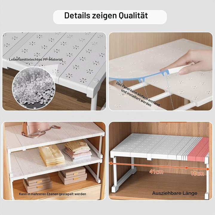Erweiterbares Schrankregal, Verstellbare Kleiderschrank Organizer Rack, Stapelbar Aufbewahrungsorgan