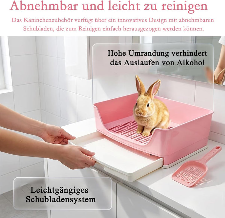 GrossE Kaninchen Toilette,Kaninchen ZubehöR Mit Herausnehmbarer Schublade,Hasen Toilette Mit Schaufe