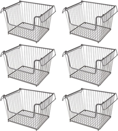 mDesign Metall Ablagebox mit Henkeln – grosser Aufbewahrungskorb im ansprechenden Design – idealer D