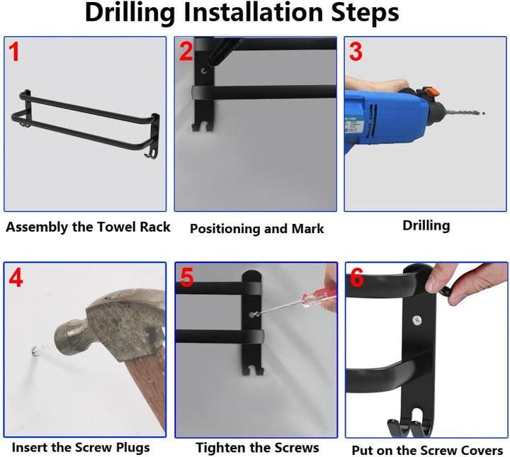 HONPHIER Handtuchhalter Bad 2 Tier Handtuchstange Badezimmer Aluminium Wand-handtuchhalter Handtuchh