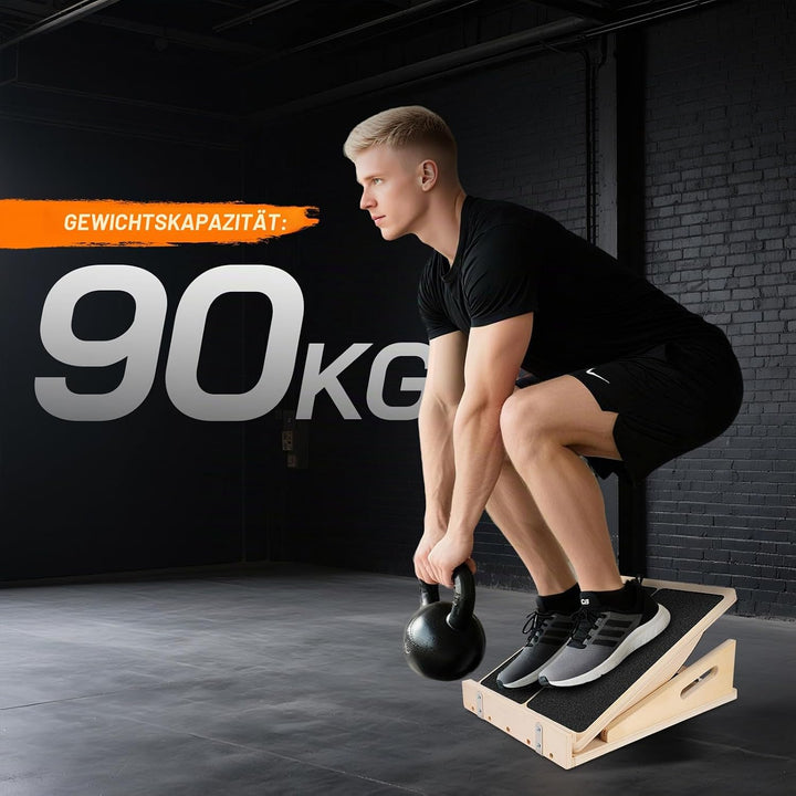 2-in-1 Balance Board Erwachsene, Tragbares Schrägbrett aus Holz für Wadendehnung und Neigungsbrett,