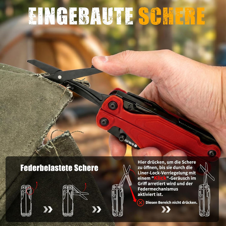 BIBURY 25-in-1 Multitool Multifunktionszange, YG12 Hartmetall-Schneide, G10-Griff, 3Cr13 Edelstahl,