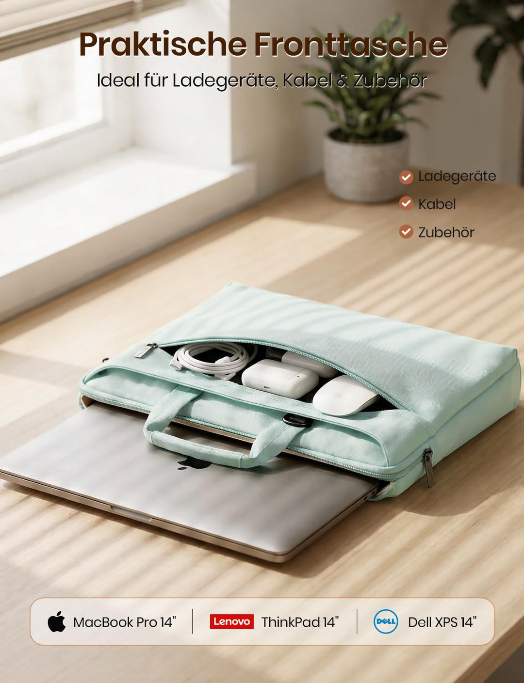 DOMISO 14 Zoll Wasserdicht Laptop Tasche Aktentasche Schultertasche Notebooktasche für 14" Lenovo Id
