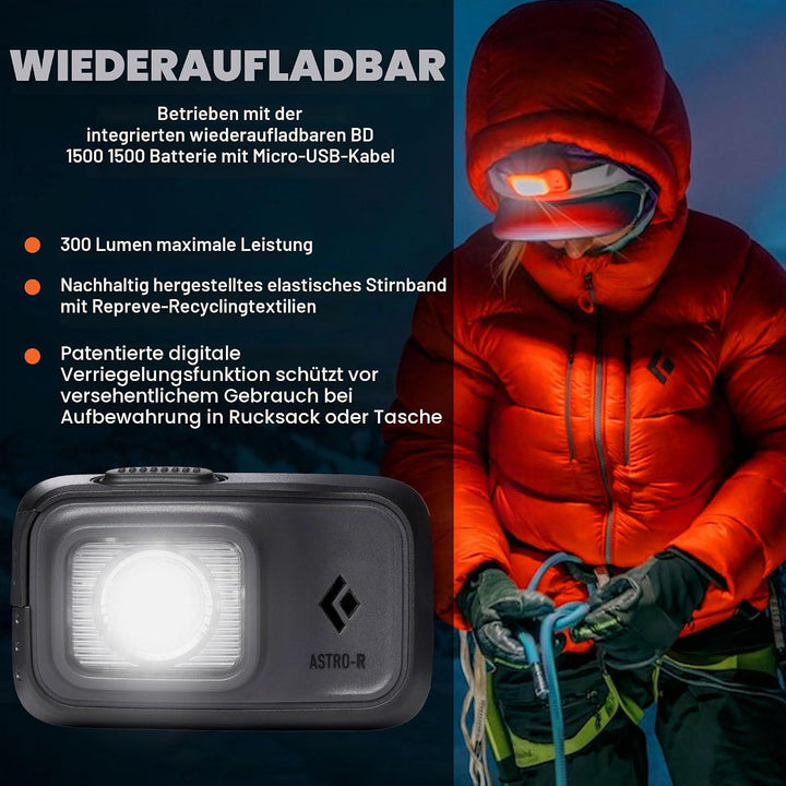 Black Diamond Astro 300-R Stirnlampe Kopflampe Grey, Grey