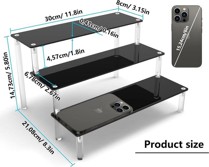 Acryl Schwarz Riser Display Regal Ständer für Amiibo Funko Pops Figuren, Tischplatte Acryl Organizer