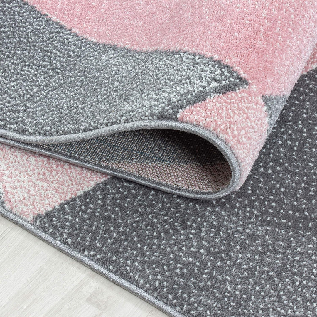 HomebyHome Teppich Wohnzimmer 80x250 cm Läufer Flur Rosa Geometrisch Abstrakt Design - Schlafzimmer