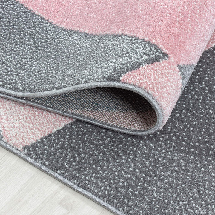 HomebyHome Teppich Wohnzimmer 80x250 cm Läufer Flur Rosa Geometrisch Abstrakt Design - Schlafzimmer