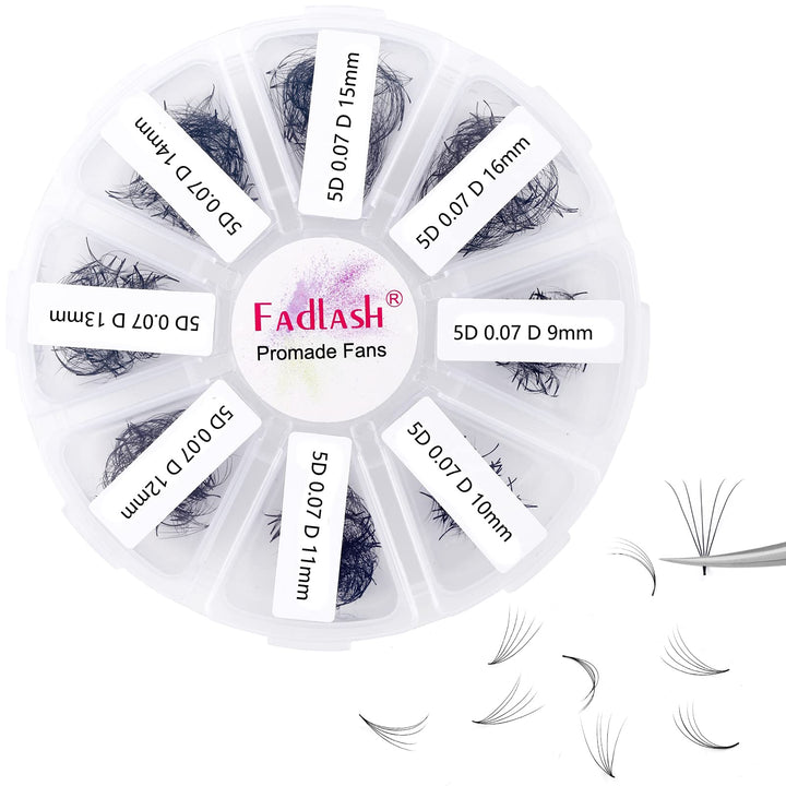 Russische Vorgefertigte 5D 0.07 D Curl 9-16mm Mixed 1000pcs Wimpern Extensions Promade Russische Fäc