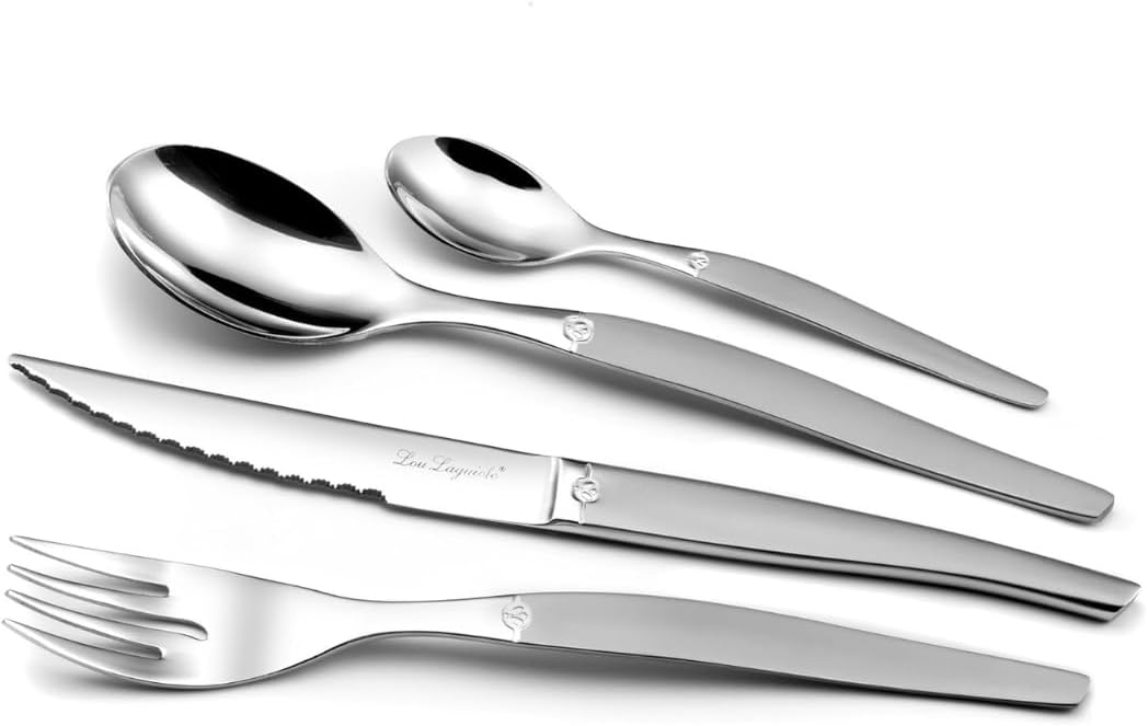 Lou Laguiole Besteck JET, Edelstahl satiniert, für 6 Personen, 24-teilig
