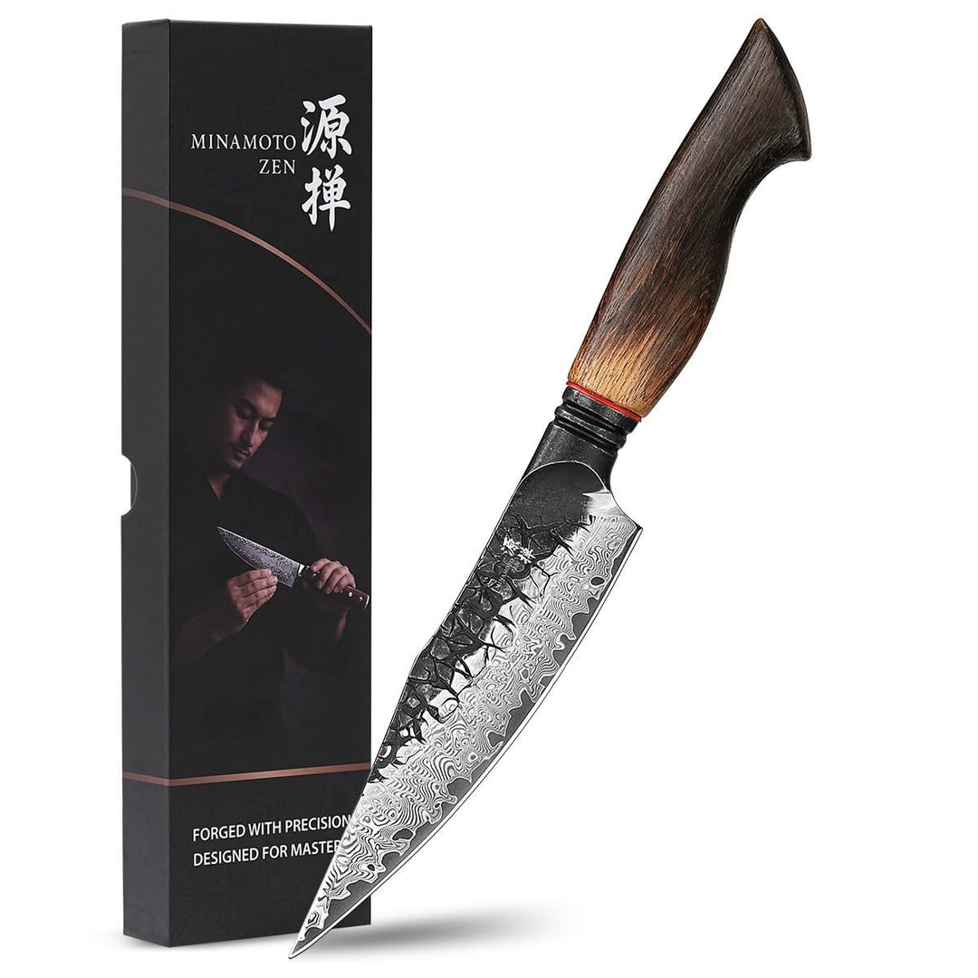 OKAMI Damast Allzweckmesser – 14,1 cm Klingenlänge – 67-lagiger Damaststahl mit VG10 Kern – Japanisc
