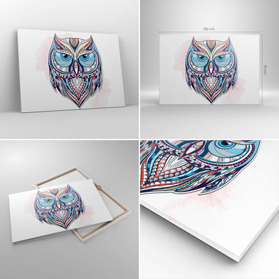 Bilder auf Leinwand 100x70cm Leinwandbild Owl aztekische Tierwelt Grafik Gross Wanddeko Bild Schlafz