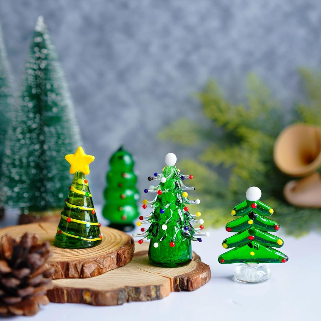 HDCRYSTALGIFTS Weihnachtsbaumfiguren-Set aus geblasenem Glas, Sammlerstück, Kunst, Glasstatue, Urlau