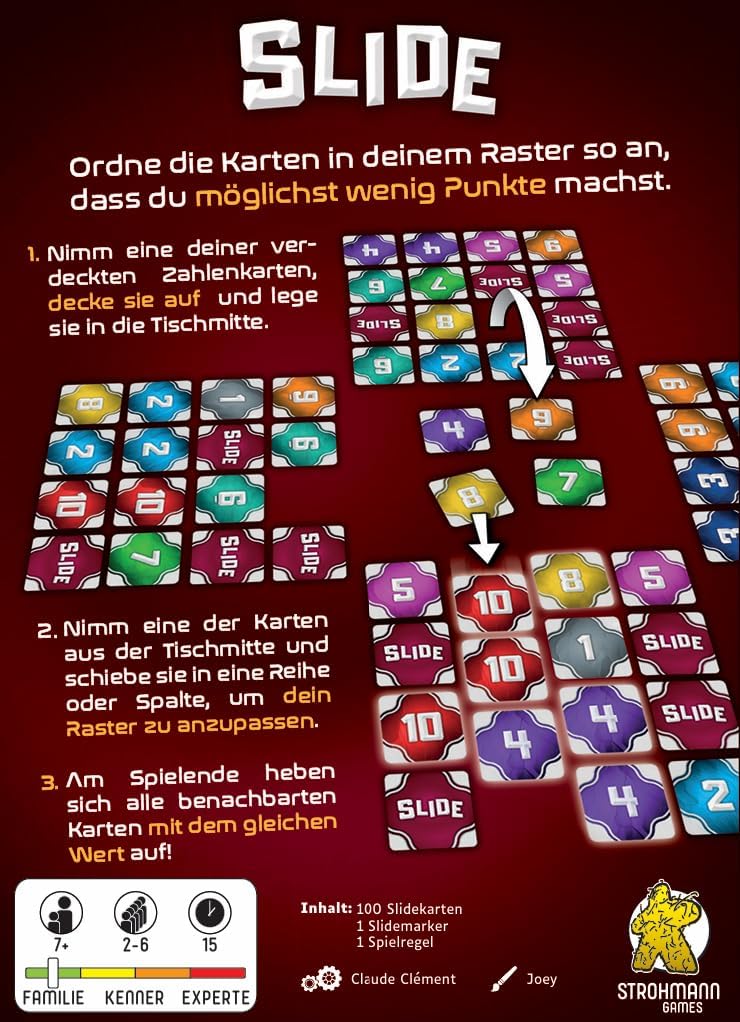 Strohmann Games, Slide, Familienspiel, Kartenspiel, 2-6 Spieler, ab 7+ Jahren, 15 Minuten, Deutsch