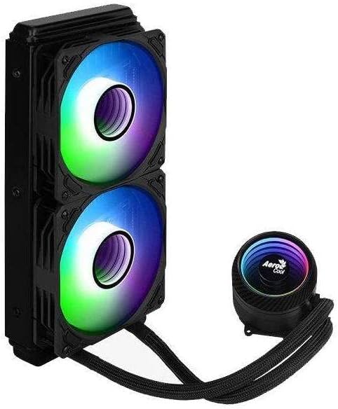 Aerocool MIRAGEL240, Flüssigkühlung CPU, 2 ARGB-Lüfter 12cm, TDP 400W, Schwarz