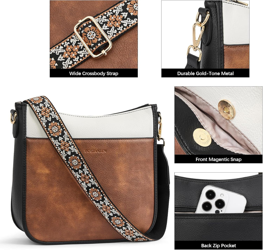 BOSTANTEN Damen Handtasche Kleine Umhängetasche aus PU Leder Schultertasche für Frauen Crossbody Bag