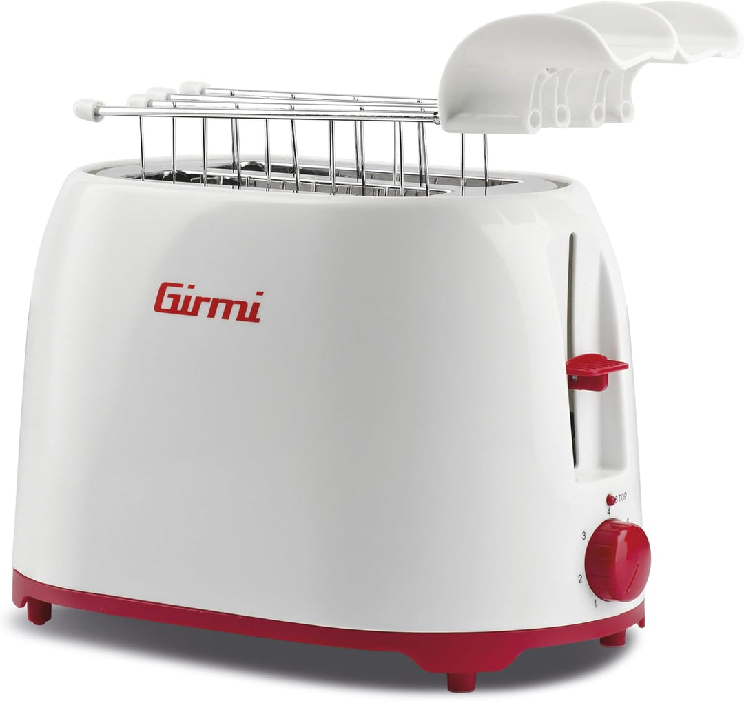 Girmi TP10 toaster, Kunststoff, Weiss/Rot Weiss / Rot, Weiss / Rot